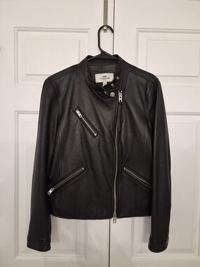 COACH Women's Black Leather Moto Jacket